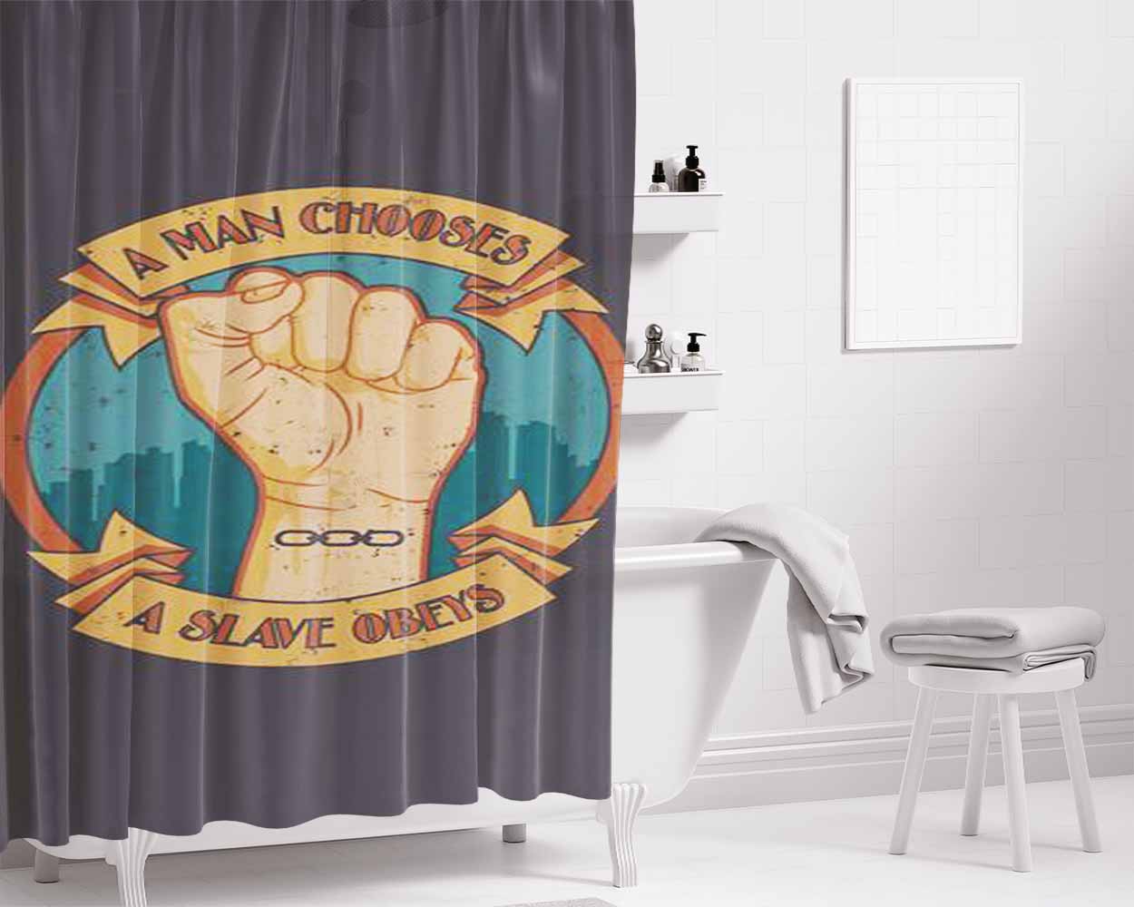 A Lonely Tree On A Long Road Bathroom Shower Curtain Fabric Waterproof | 66 X 72 Inch