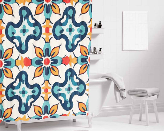 A Painting Phase Marble Moon Bathroom Shower Curtain Fabric Waterproof | 66 X 72 Inch