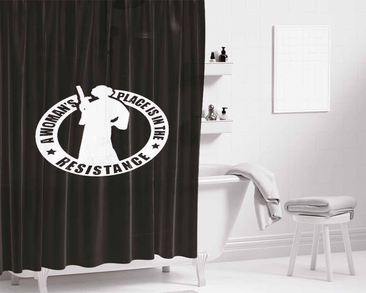 A With Color Bathroom Shower Curtain Fabric Waterproof | 66 X 72 Inch
