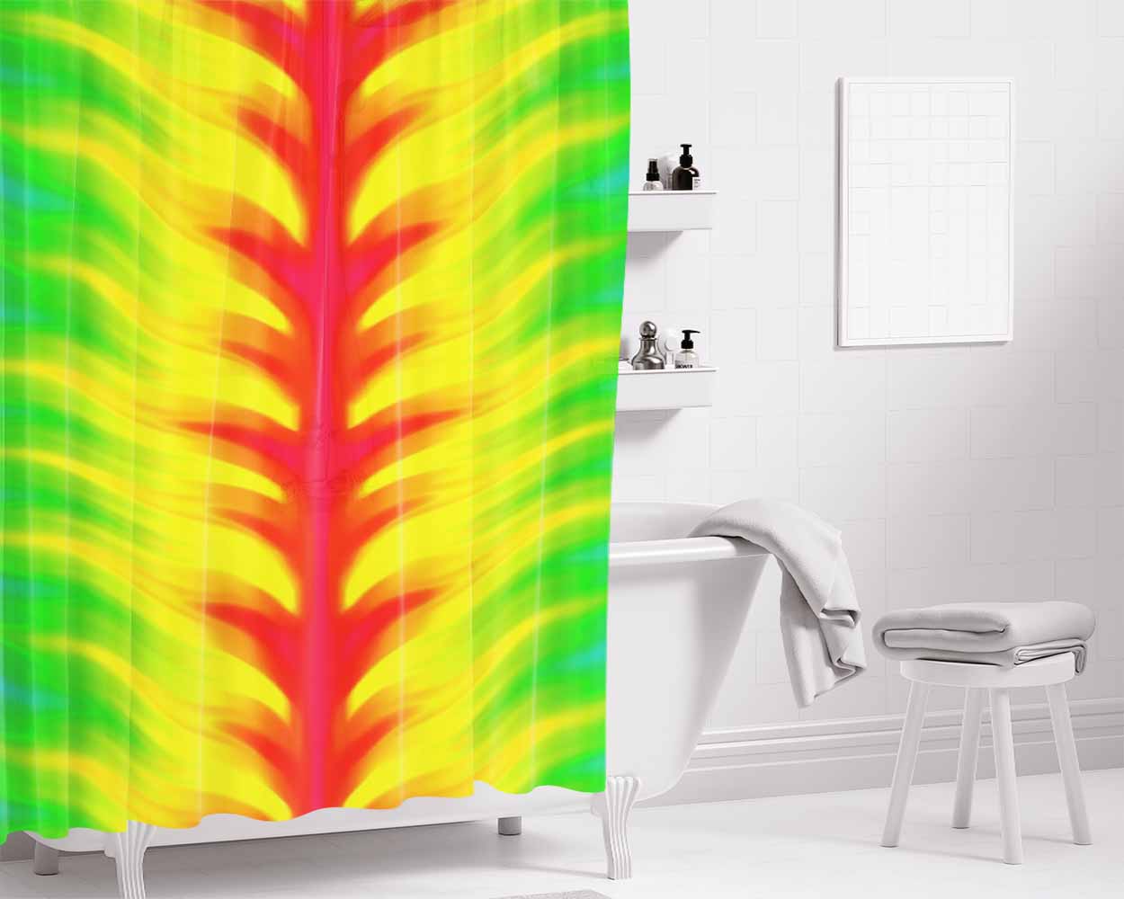Abctract Trippy Rainbow Zebra Bathroom Shower Curtain Fabric Waterproof | 66 X 72 Inch