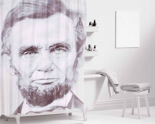 Abraham Lincoln Bathroom Shower Curtain Fabric Waterproof | 66 X 72 Inch
