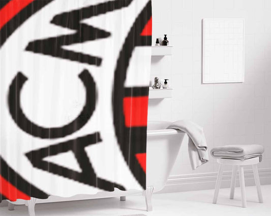 Ac Milan Football Bathroom Shower Curtain Fabric Waterproof | 66 X 72 Inch