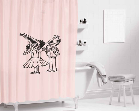 Adam And Barbara Beetlejuice Bathroom Shower Curtain Fabric Waterproof | 66 X 72 Inch