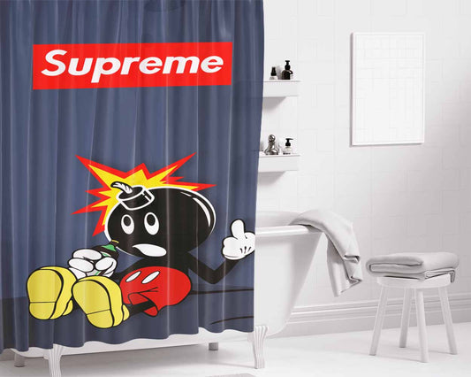 Adam Bomb The Hundreds Bomb Mickey Mouse Bathroom Shower Curtain Fabric Waterproof | 66 X 72 Inch