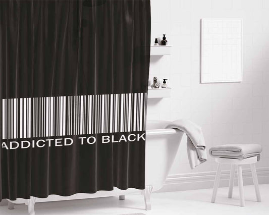 Addicted To Black Bathroom Shower Curtain Fabric Waterproof | 66 X 72 Inch