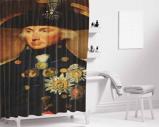 Admiral Horatio Nelson Bathroom Shower Curtain Fabric Waterproof | 66 X 72 Inch