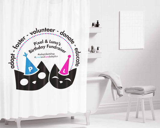 Adopt Foster Volunteer Donate Educate Bathroom Shower Curtain Fabric Waterproof | 66 X 72 Inch