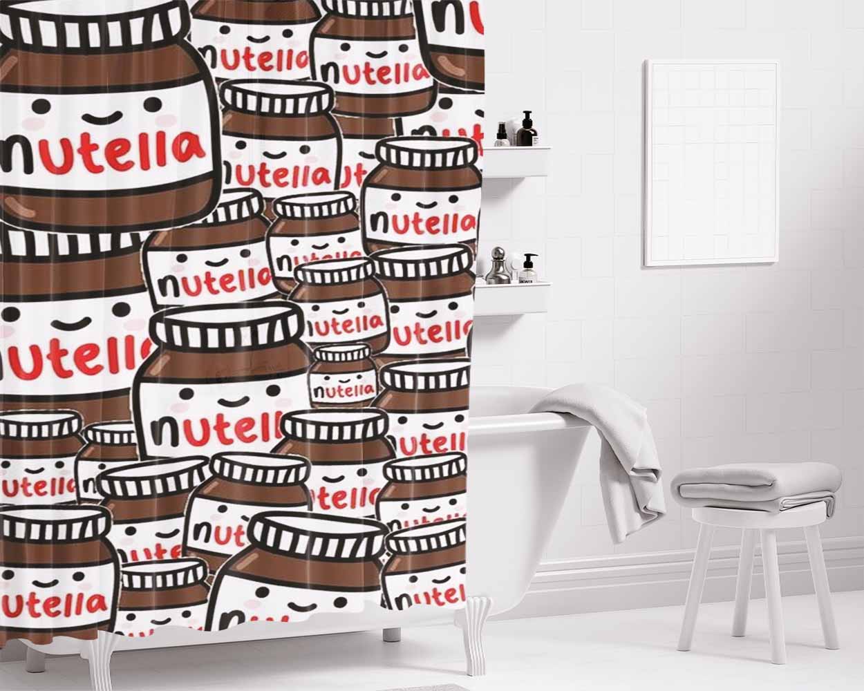 Adorable Nutella Bathroom Shower Curtain Fabric Waterproof | 66 X 72 Inch