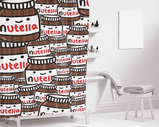 Adorable Nutella Bathroom Shower Curtain Fabric Waterproof | 66 X 72 Inch