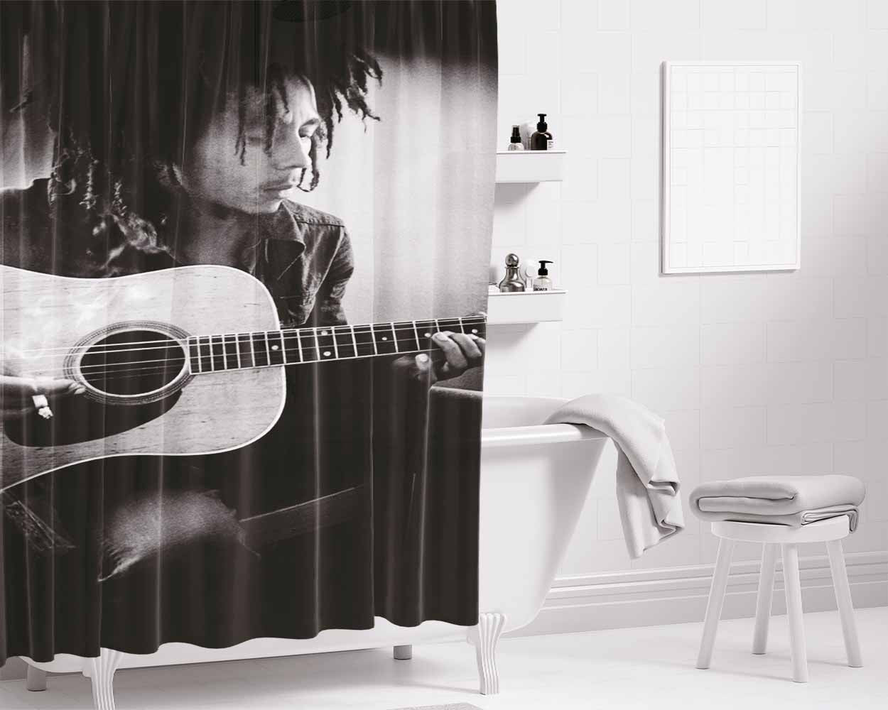 Adrianboot Marley2 Bathroom Shower Curtain Fabric Waterproof | 66 X 72 Inch