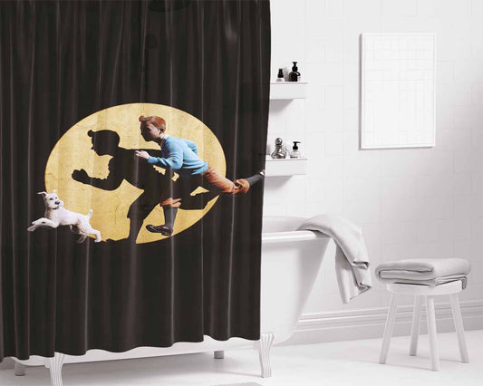 Adventure Of Tintin Bathroom Shower Curtain Fabric Waterproof | 66 X 72 Inch