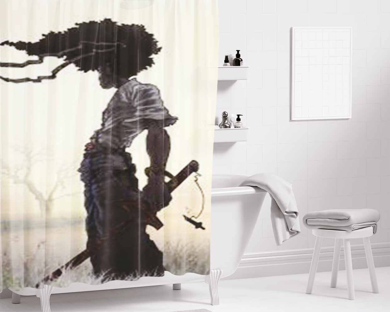 Afro Samurai Ninja Bathroom Shower Curtain Fabric Waterproof | 66 X 72 Inch