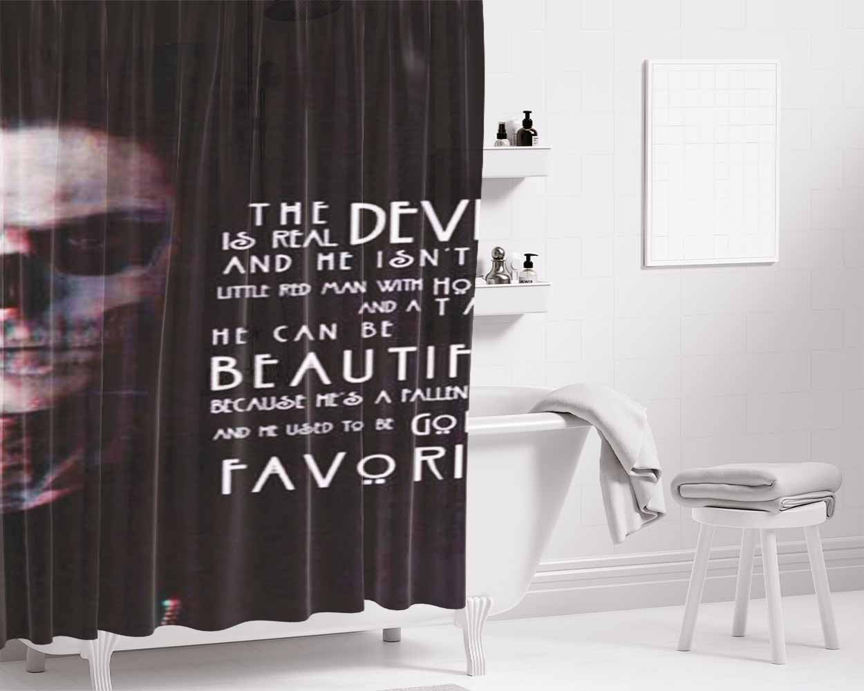 Ahs Devil Quote Bathroom Shower Curtain Fabric Waterproof | 66 X 72 Inch