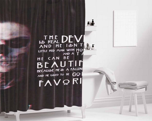 Ahs Devil Quote Bathroom Shower Curtain Fabric Waterproof | 66 X 72 Inch