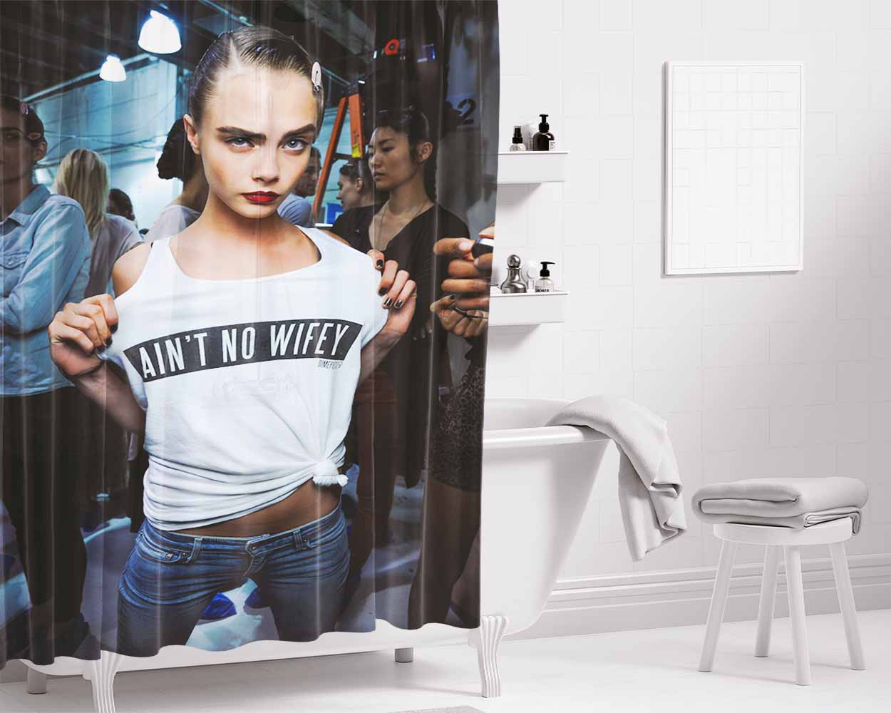 Ain'T No Wifey Cara Delevingne Bathroom Shower Curtain Fabric Waterproof | 66 X 72 Inch