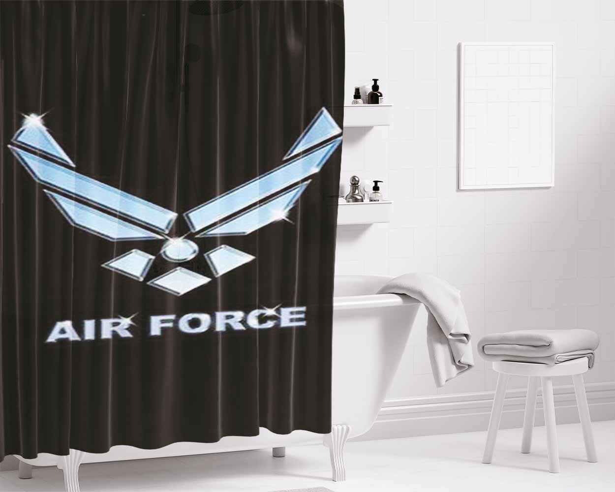 Air Force Chrome Logo Bathroom Shower Curtain Fabric Waterproof | 66 X 72 Inch