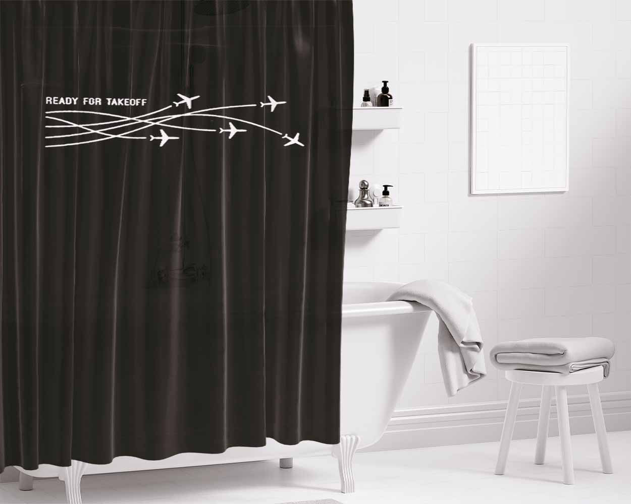 Airplane Travel Gift Explore Bathroom Shower Curtain Fabric Waterproof | 66 X 72 Inch