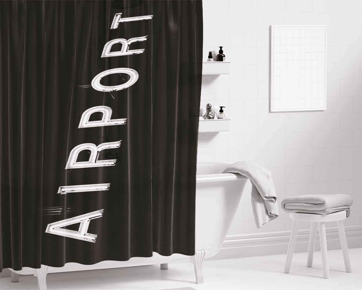 Airport Bathroom Shower Curtain Fabric Waterproof | 66 X 72 Inch