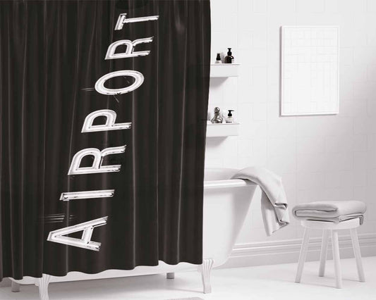 Airport Bathroom Shower Curtain Fabric Waterproof | 66 X 72 Inch