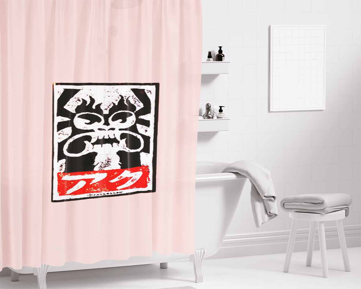 Aku Samurai Jack X Obey Giant Parody Slaps Street Art Bathroom Shower Curtain Fabric Waterproof | 66 X 72 Inch