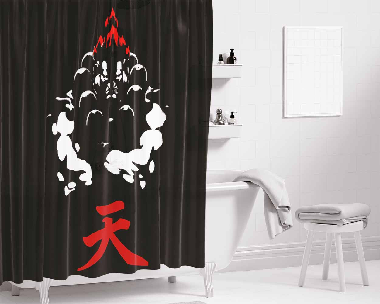 Akuma Gouki Street Fighter Bathroom Shower Curtain Fabric Waterproof | 66 X 72 Inch
