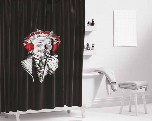 Albert Einstein Trippy Walkman Bathroom Shower Curtain Fabric Waterproof | 66 X 72 Inch