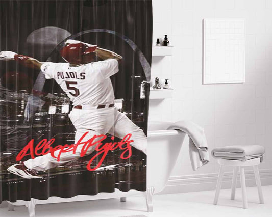 Albert Pujols Bathroom Shower Curtain Fabric Waterproof | 66 X 72 Inch