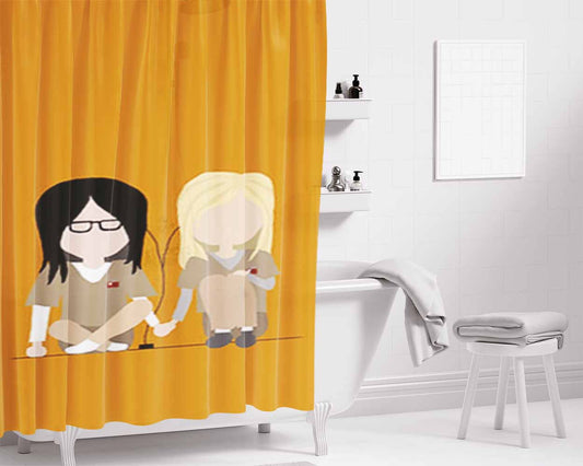 Alex And Piper Orange Is The New Black Bathroom Shower Curtain Fabric Waterproof | 66 X 72 Inch