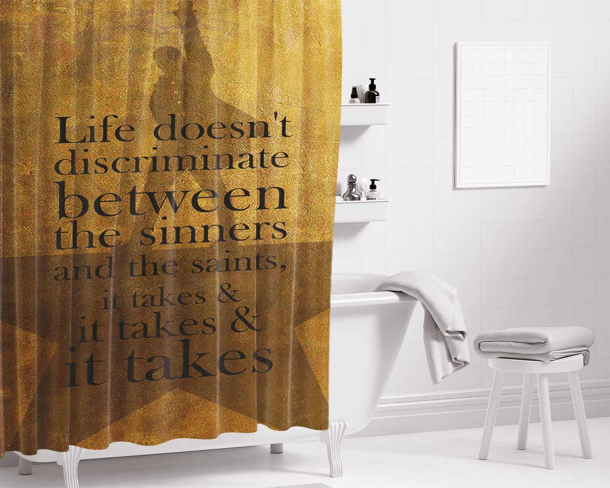 Alexander Hamilton It Takes Quotes Bathroom Shower Curtain Fabric Waterproof | 66 X 72 Inch