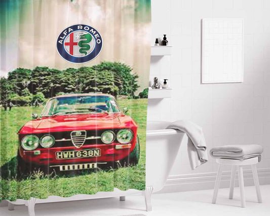 Alfa Romeo Car Style Bathroom Shower Curtain Fabric Waterproof | 66 X 72 Inch