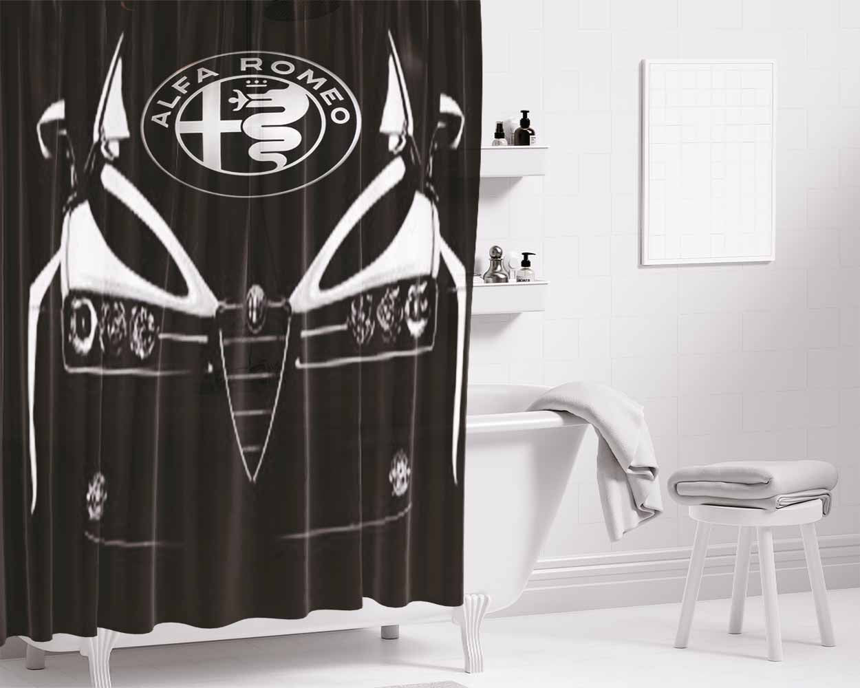 Alfa Romeo Car Bathroom Shower Curtain Fabric Waterproof | 66 X 72 Inch