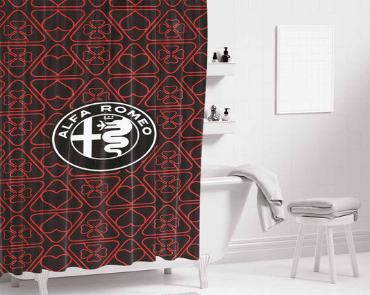 Alfa Romeo Logo Pattern Bathroom Shower Curtain Fabric Waterproof | 66 X 72 Inch