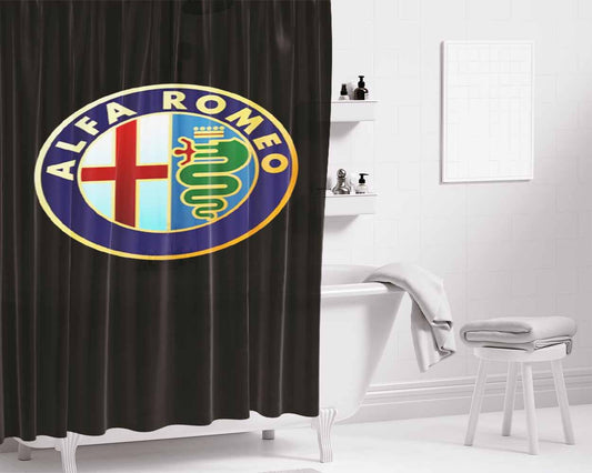 Alfa Romeo Logo Bathroom Shower Curtain Fabric Waterproof | 66 X 72 Inch
