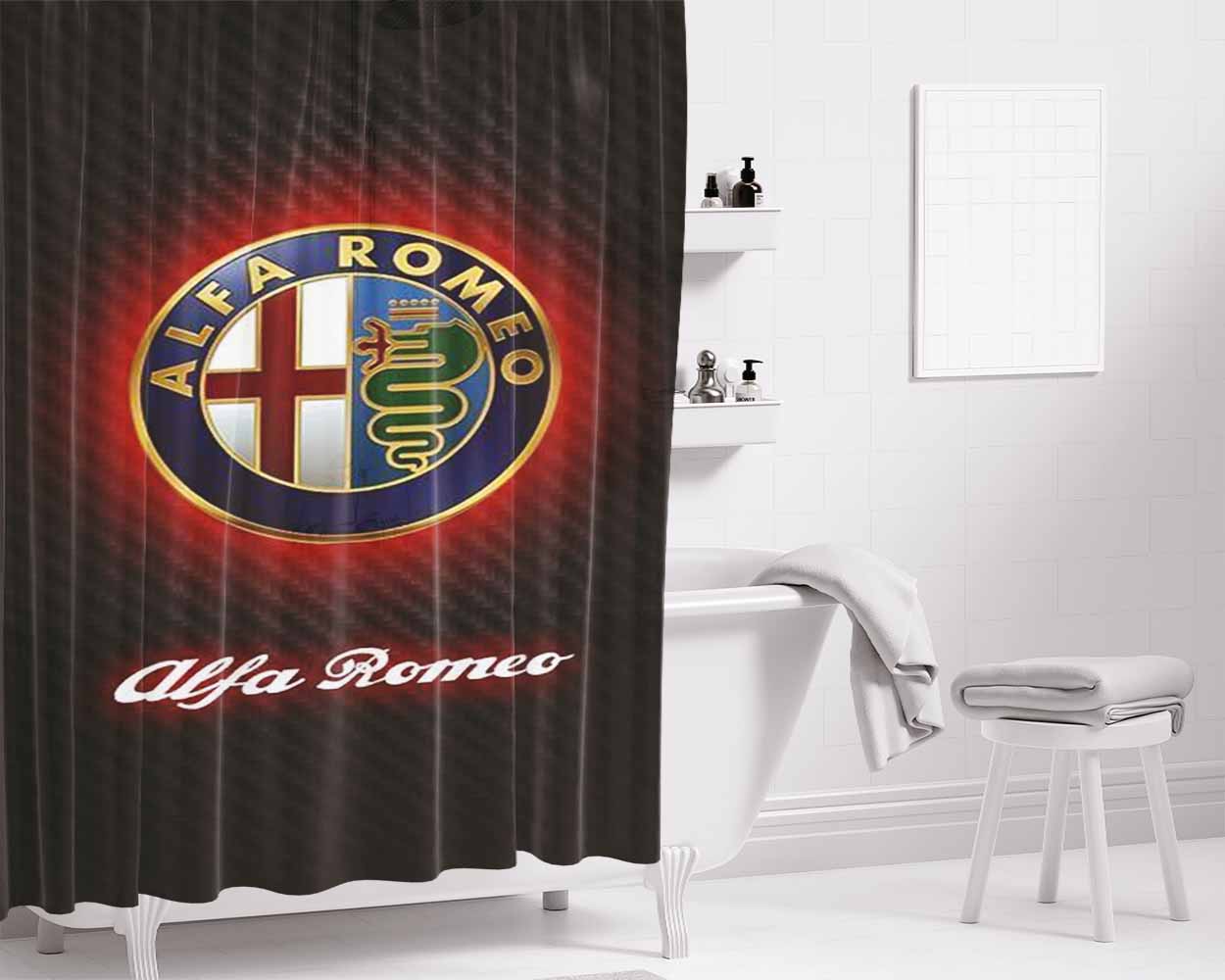 Alfa Romeo Bathroom Shower Curtain Fabric Waterproof | 66 X 72 Inch