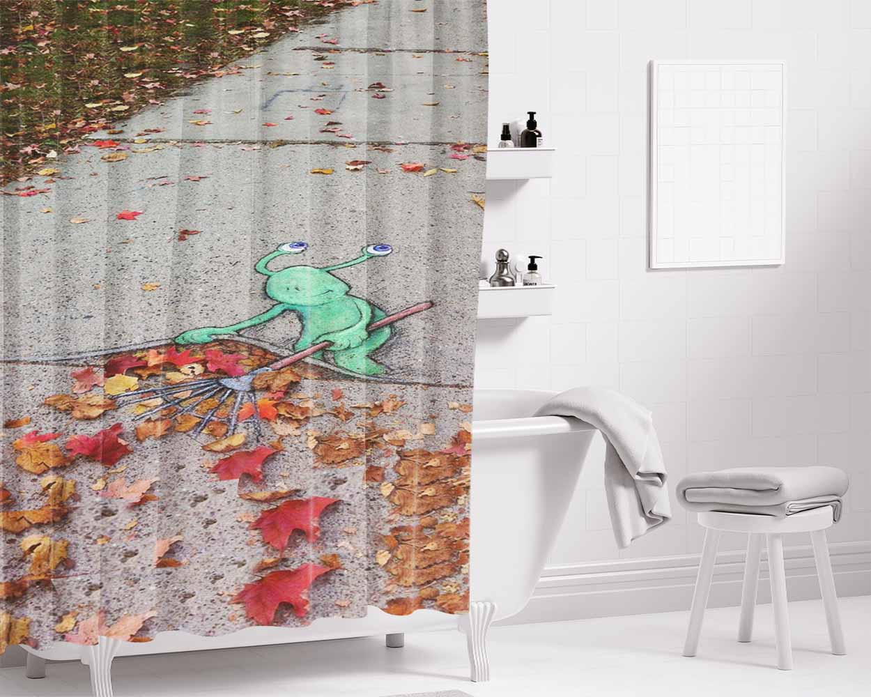 Alian Art Bathroom Shower Curtain Fabric Waterproof | 66 X 72 Inch