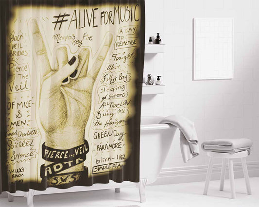 Alive For Music Bathroom Shower Curtain Fabric Waterproof | 66 X 72 Inch