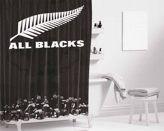 All Blacks New Zealand Rugby 2 Bathroom Shower Curtain Fabric Waterproof | 66 X 72 Inch
