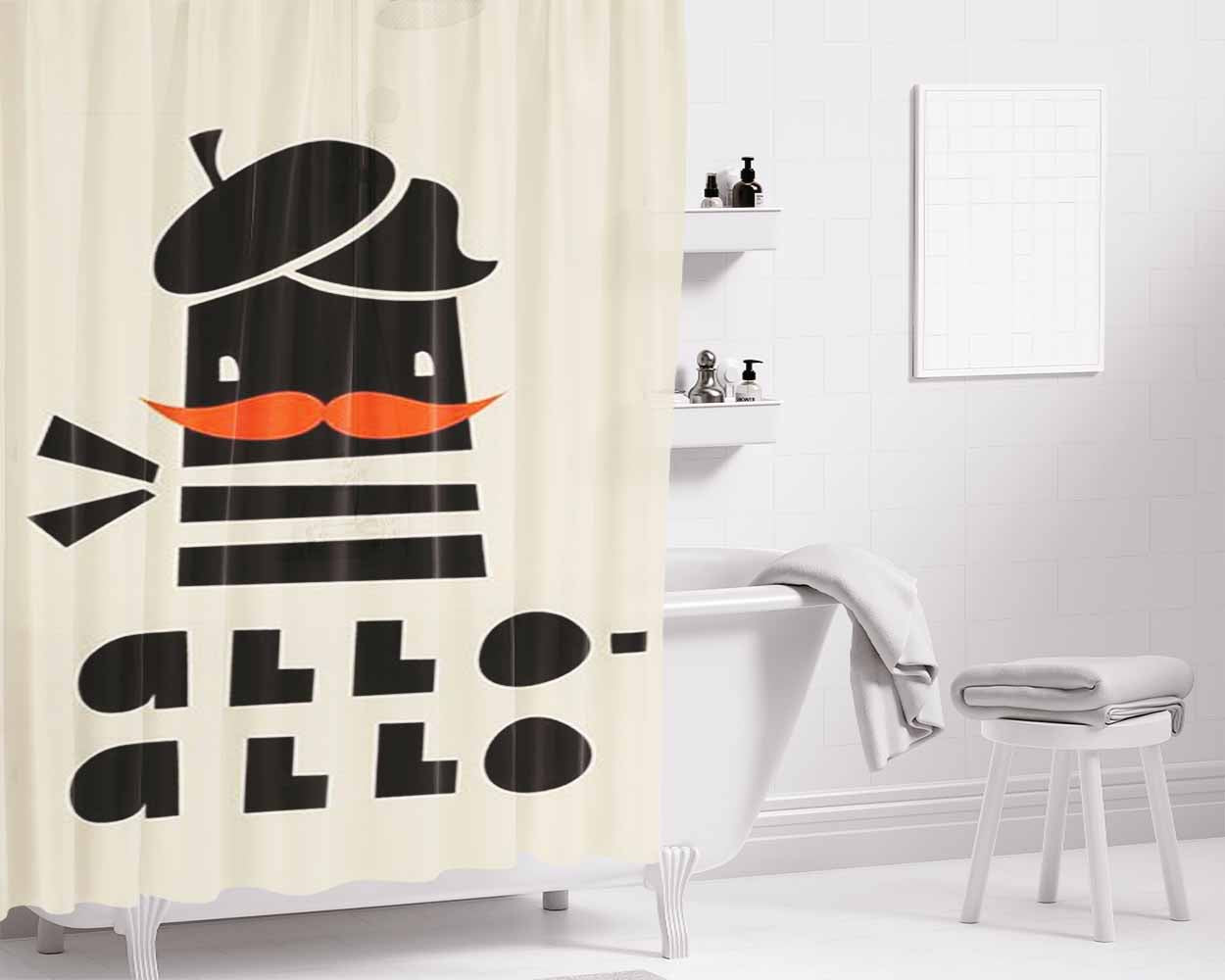 Allo Allo Bathroom Shower Curtain Fabric Waterproof | 66 X 72 Inch