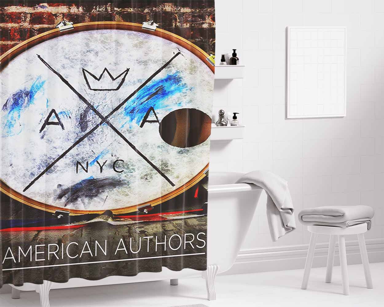 American Authors Bathroom Shower Curtain Fabric Waterproof | 66 X 72 Inch