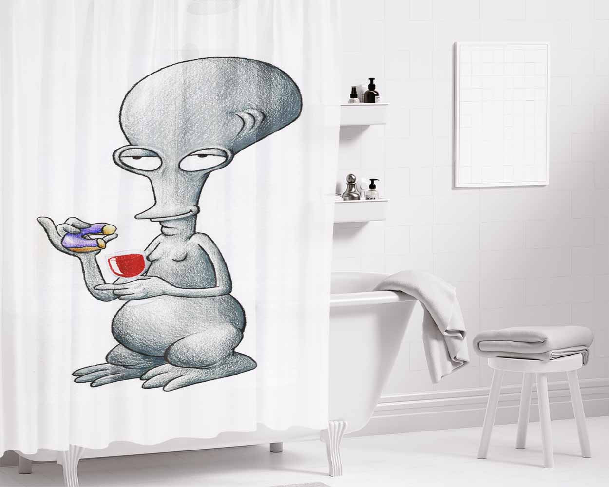 American Dad Bathroom Shower Curtain Fabric Waterproof | 66 X 72 Inch