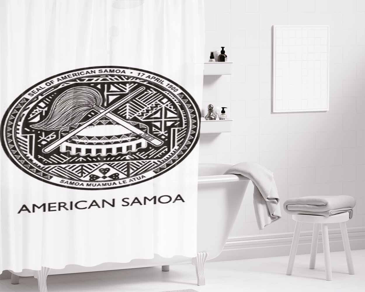 American Samoa Crest Bathroom Shower Curtain Fabric Waterproof | 66 X 72 Inch