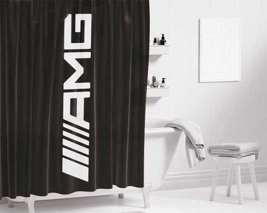 Amg White Bathroom Shower Curtain Fabric Waterproof | 66 X 72 Inch