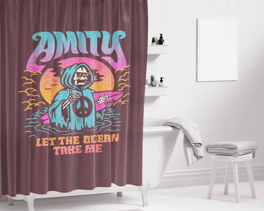 Amity Wallpaper Bathroom Shower Curtain Fabric Waterproof | 66 X 72 Inch