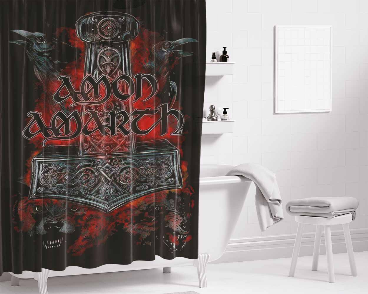 Amon Amarch Wolf Bathroom Shower Curtain Fabric Waterproof | 66 X 72 Inch