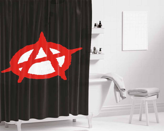 Anarchy Symbol Bathroom Shower Curtain Fabric Waterproof | 66 X 72 Inch
