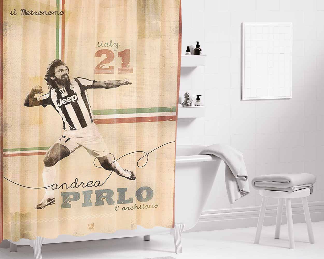 Andrea Pirlo Juvemtus Bathroom Shower Curtain Fabric Waterproof | 66 X 72 Inch