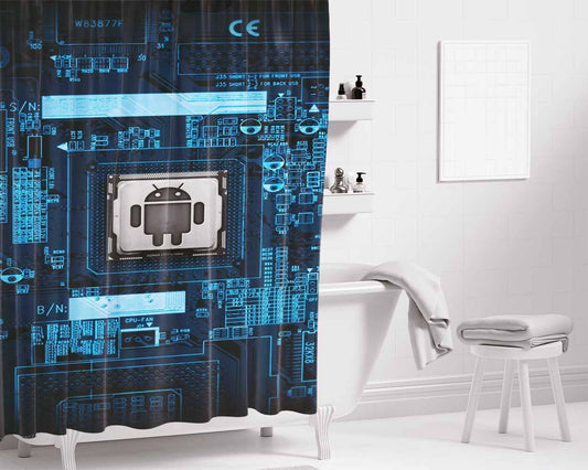 Android- Bathroom Shower Curtain Fabric Waterproof | 66 X 72 Inch