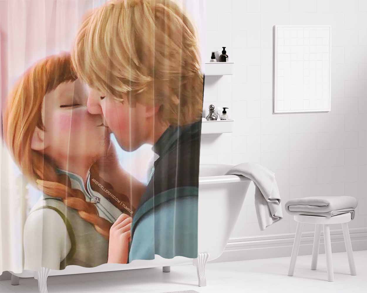 Anna Kristoff Kiss Bathroom Shower Curtain Fabric Waterproof | 66 X 72 Inch
