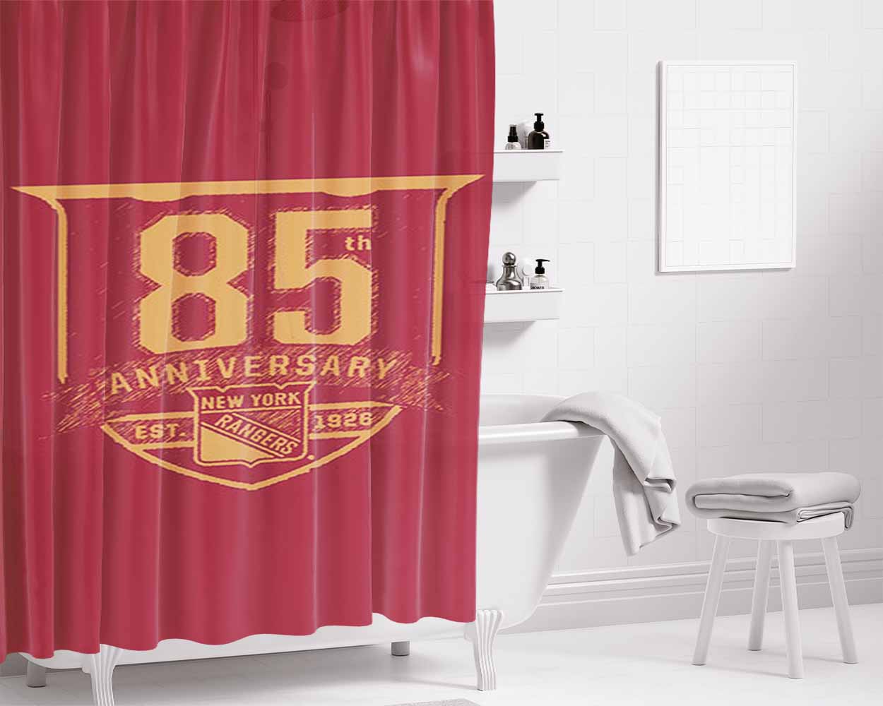Anniversary New York Ranger Bathroom Shower Curtain Fabric Waterproof | 66 X 72 Inch