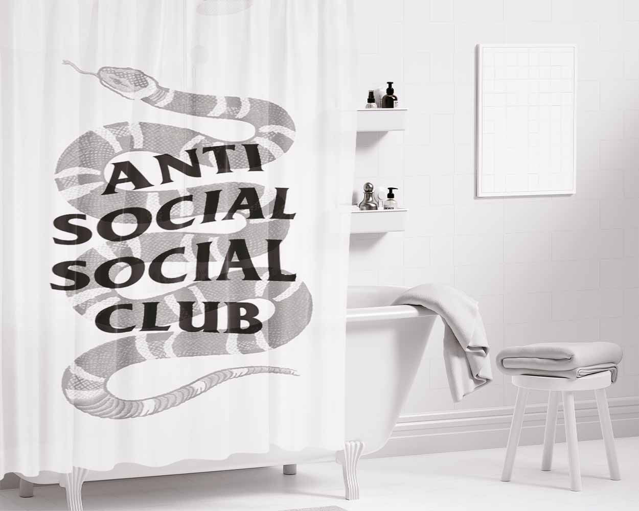 Anti Sosisal Sosial Club Snake Bathroom Shower Curtain Fabric Waterproof | 66 X 72 Inch